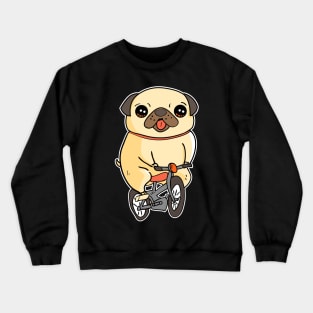 Pug Puppy Riding Bicycle Adorable Dog Bike Ride Crewneck Sweatshirt